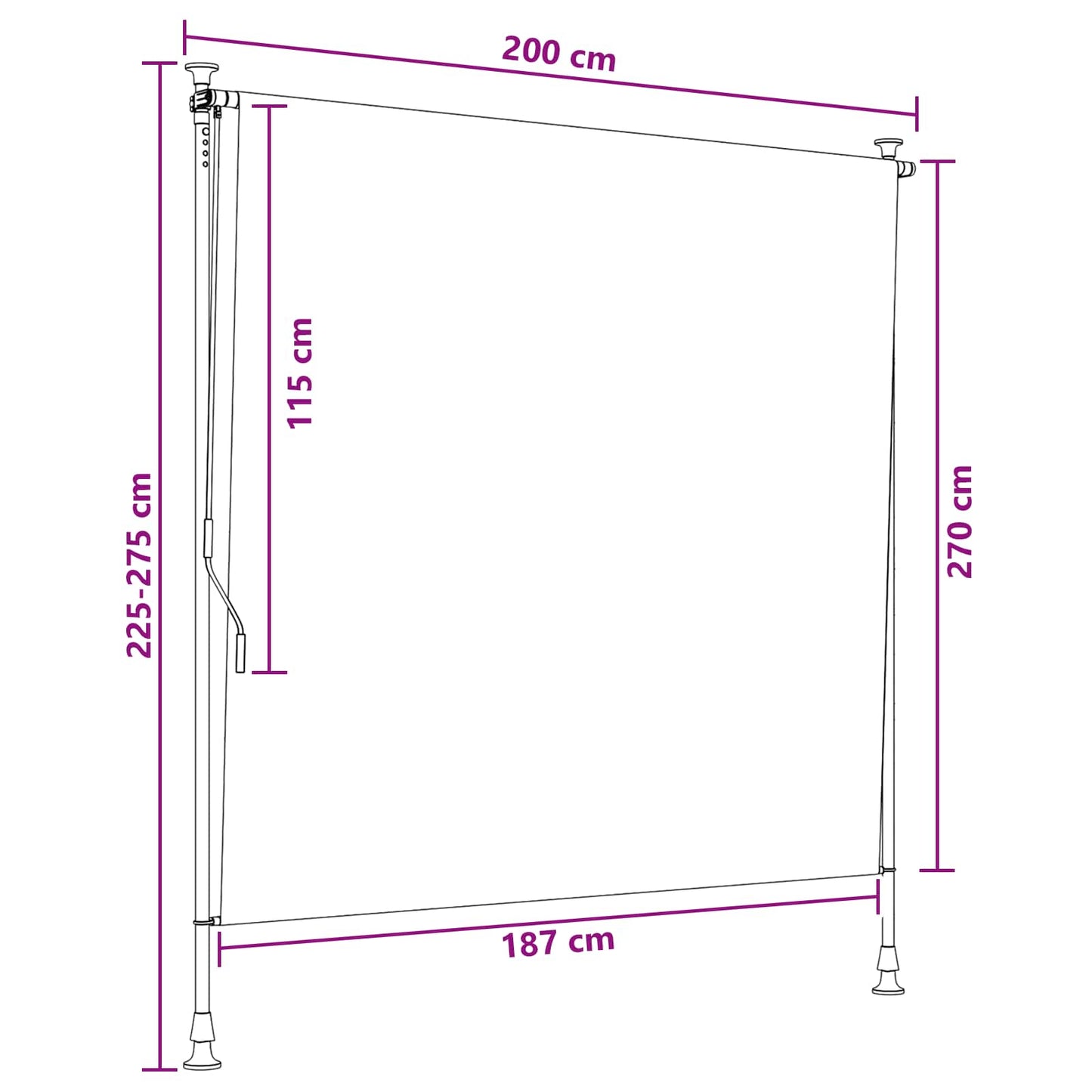 Outdoor Roller Blind Brown 200 x 270 cm
