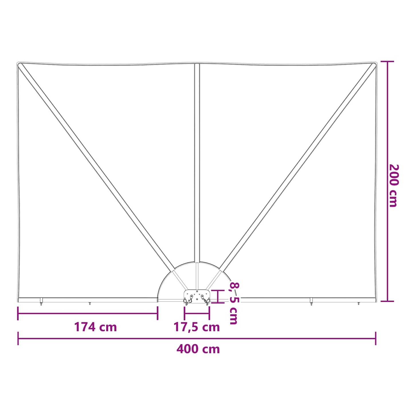 Balcony Privacy Screen 200 x 400 cm Polyester Rectangular