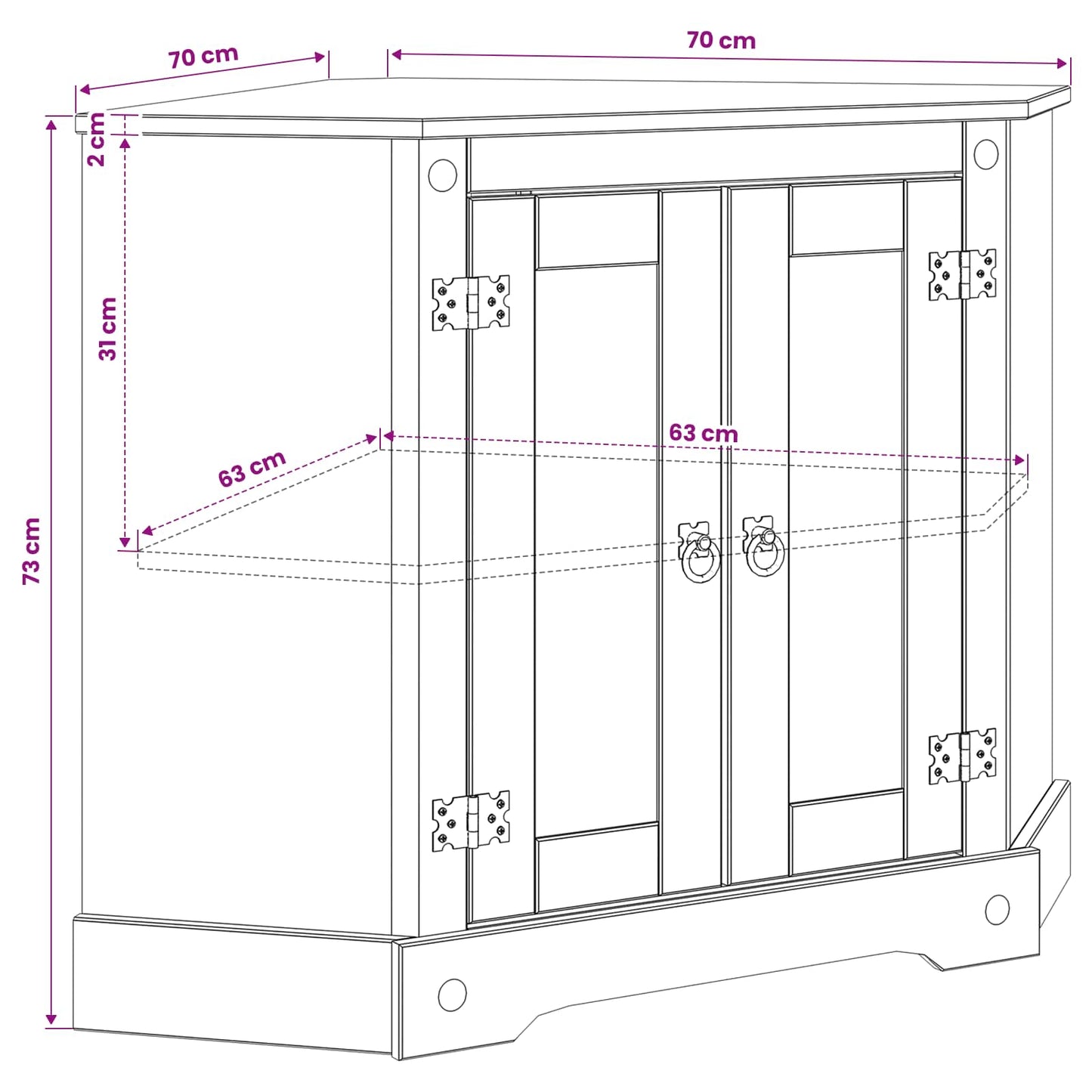 Aquarium Stand CORONA White 70 x 70 x 73 cm 300 kg