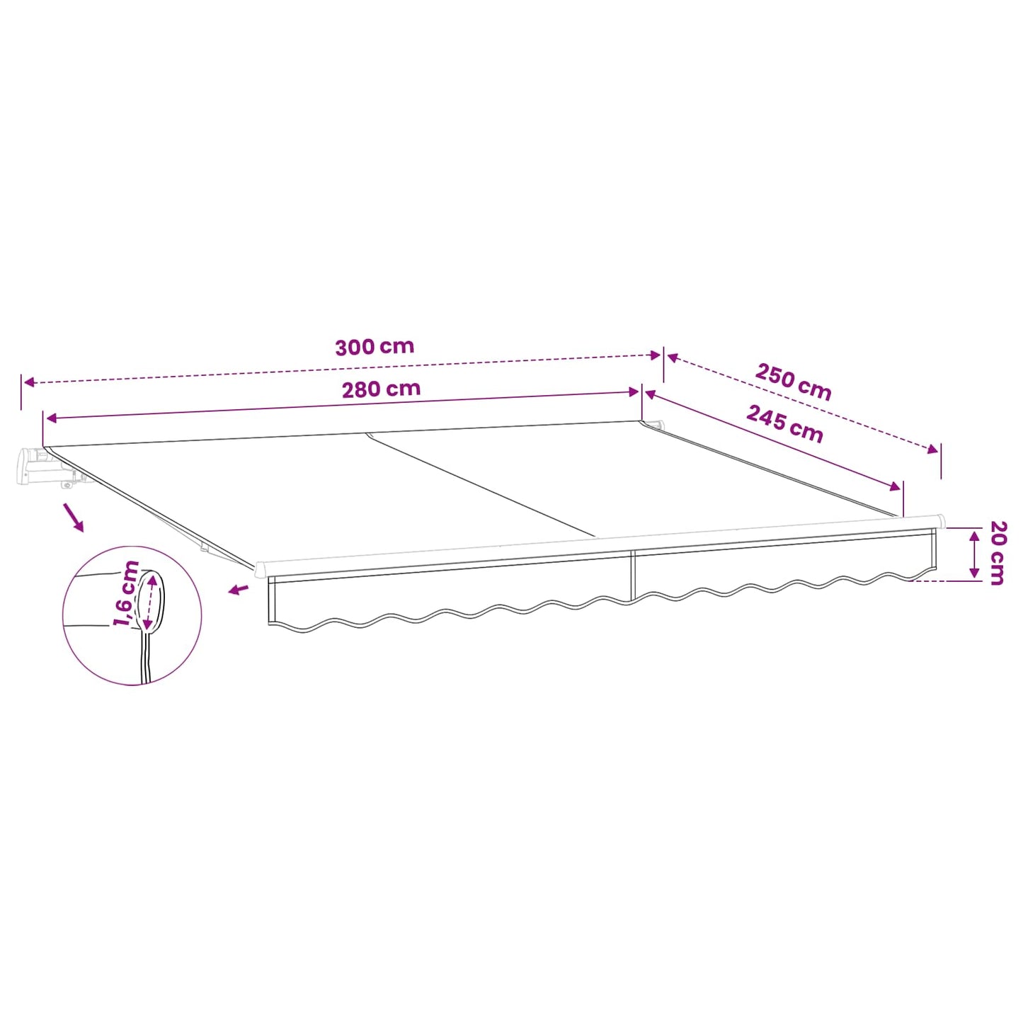 Awning Canopy Replacement for 3x2.5 m Taupe Polyester