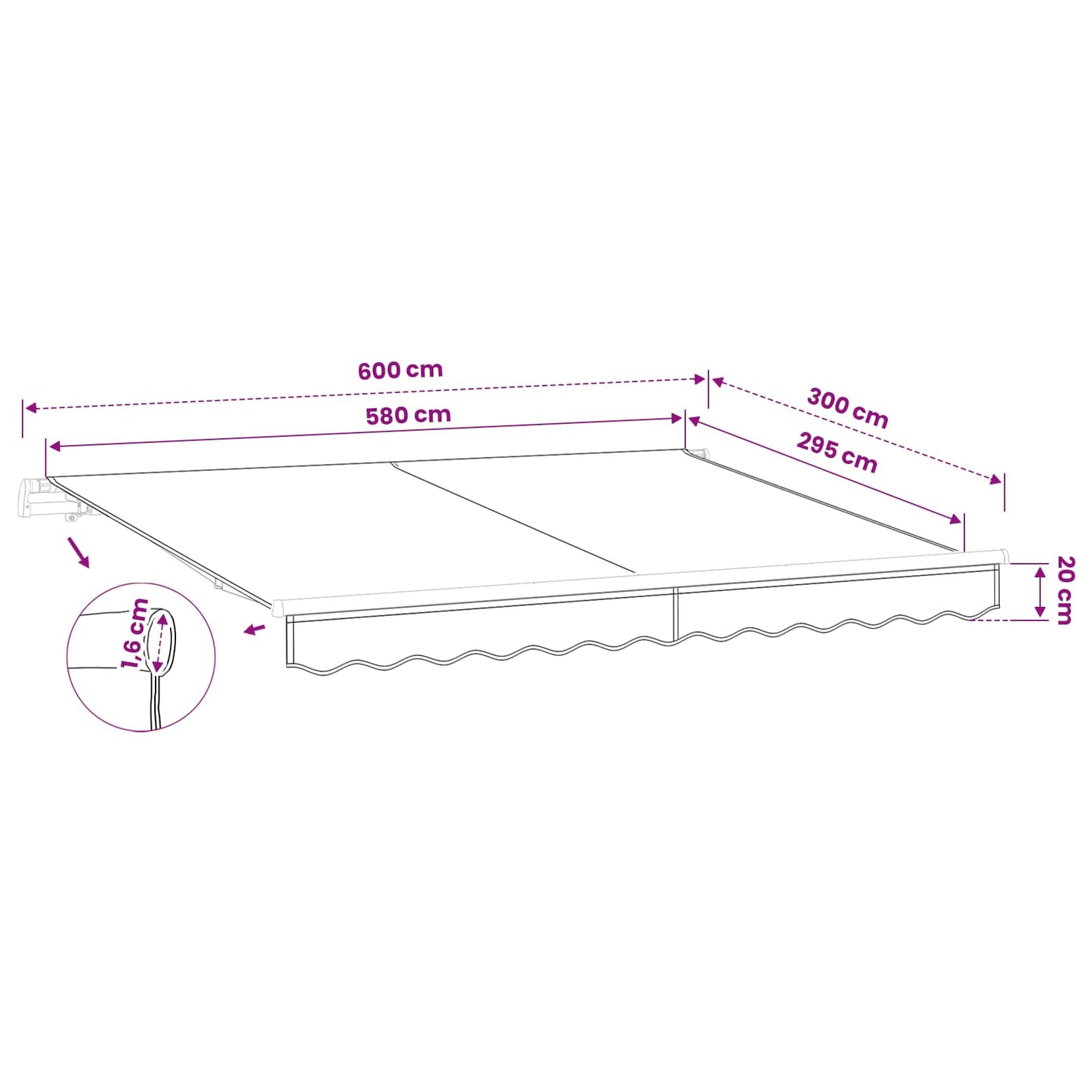 Awning Canopy Replacement for 6x3 m Sand Polyester