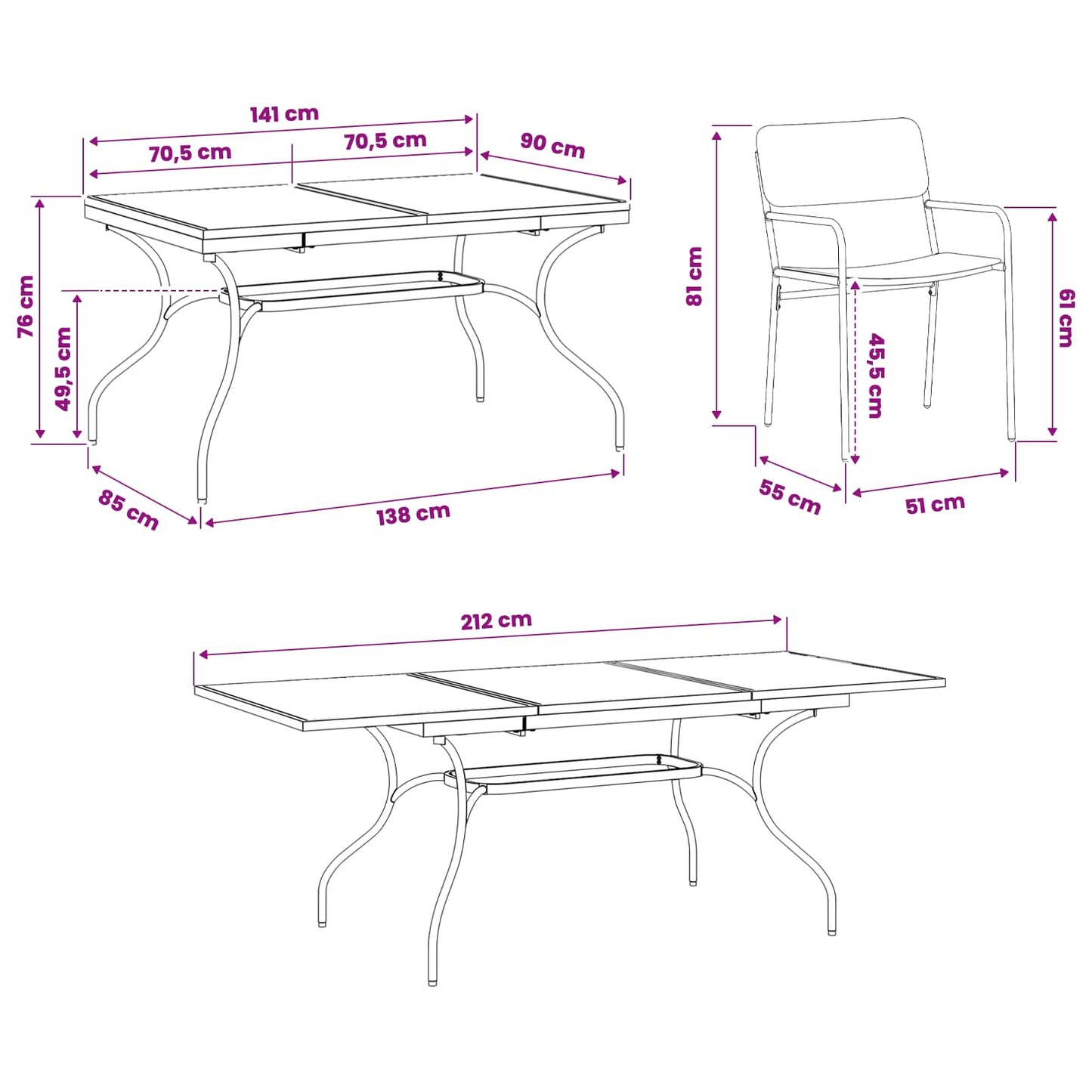 Garden Dining Set 9 pcs Anthracite Steel