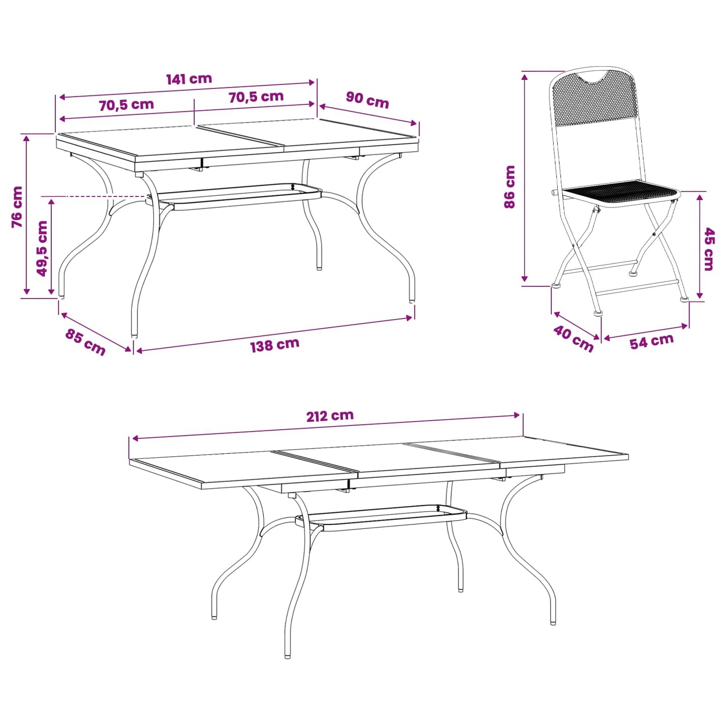 Garden Dining Set 9 pcs Anthracite Mesh and Steel