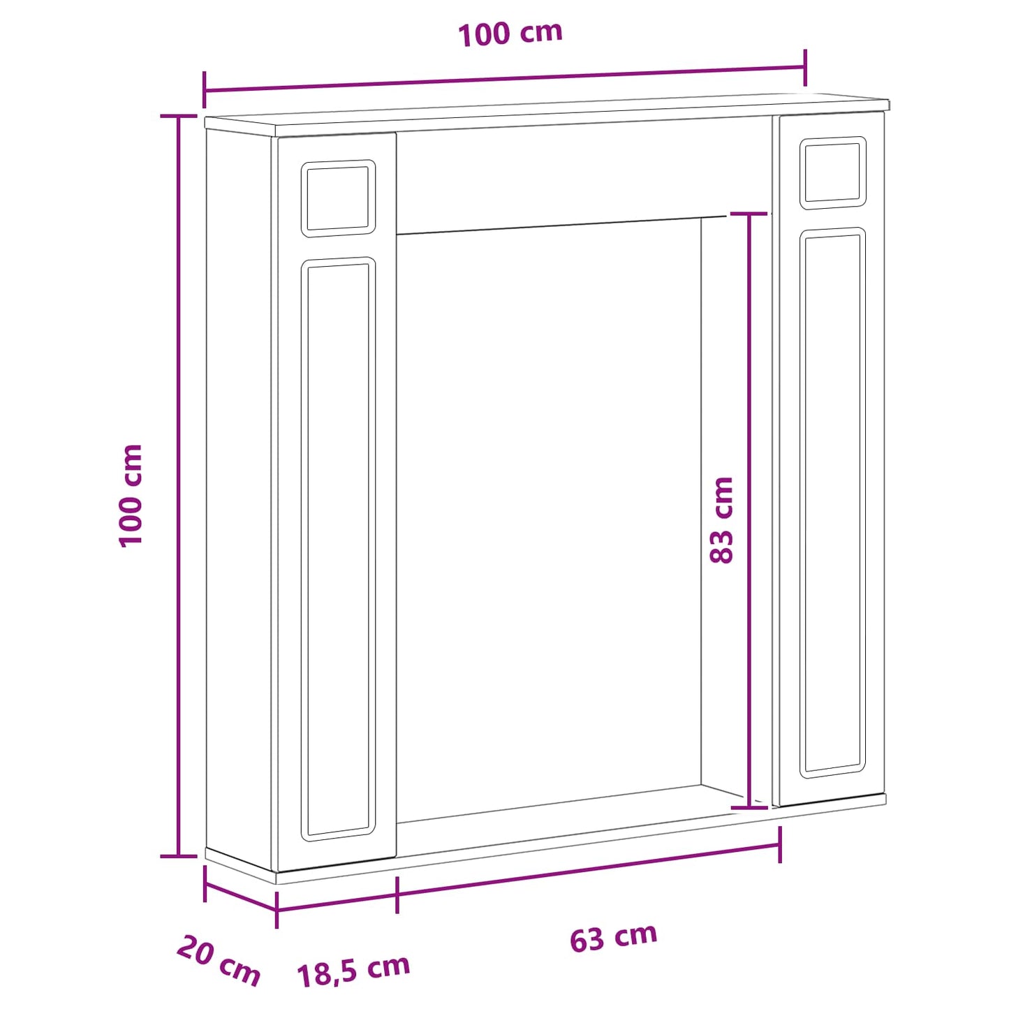 Fireplace Surround Concrete Grey 100 x 20 x 100 cm