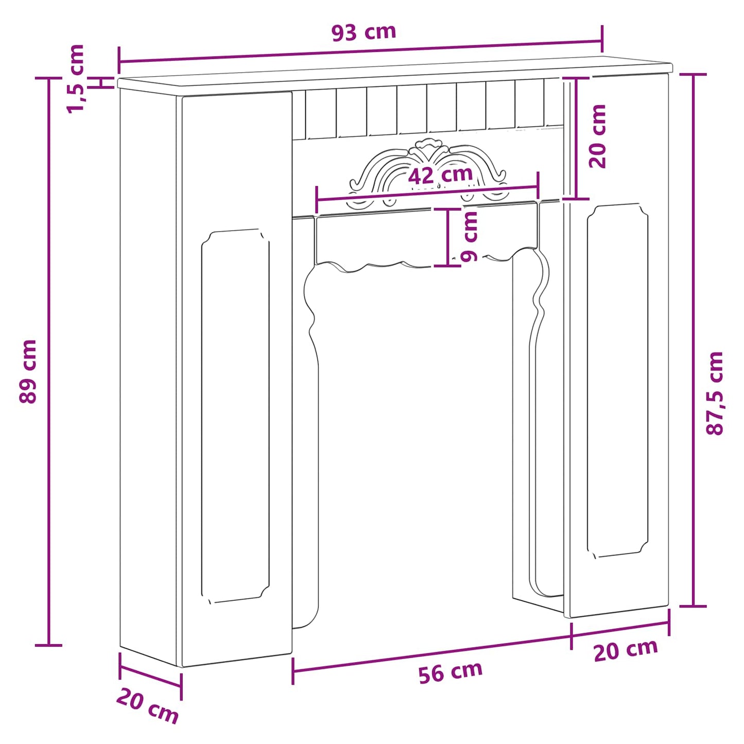 Fireplace Surround High Gloss White 93 x 20 x 89 cm