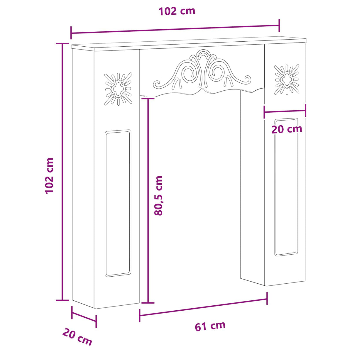 Fireplace Surround Sonoma Oak 102 x 20 x 102 cm Engineered Wood