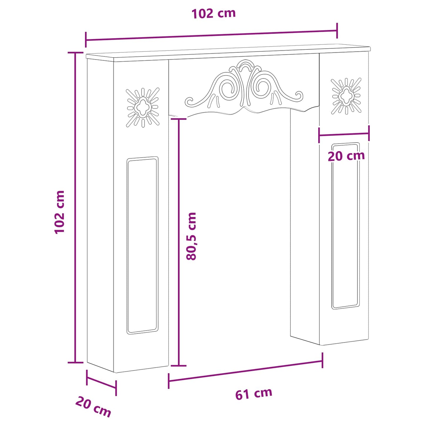 Fireplace Surround Concrete Grey 102 x 20 x 102 cm