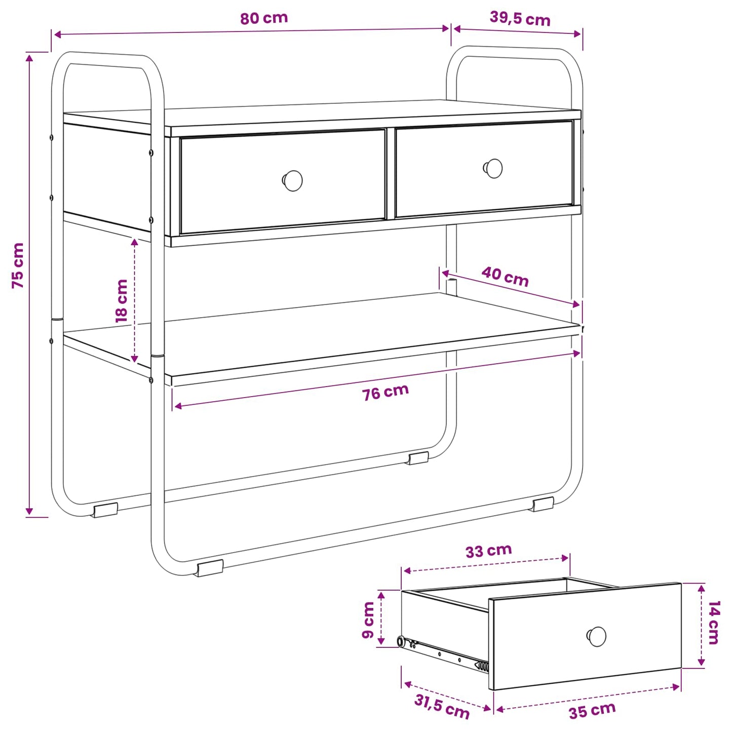 Console Table Grey Sonoma 80 x 40 x 75 cm Engineered Wood