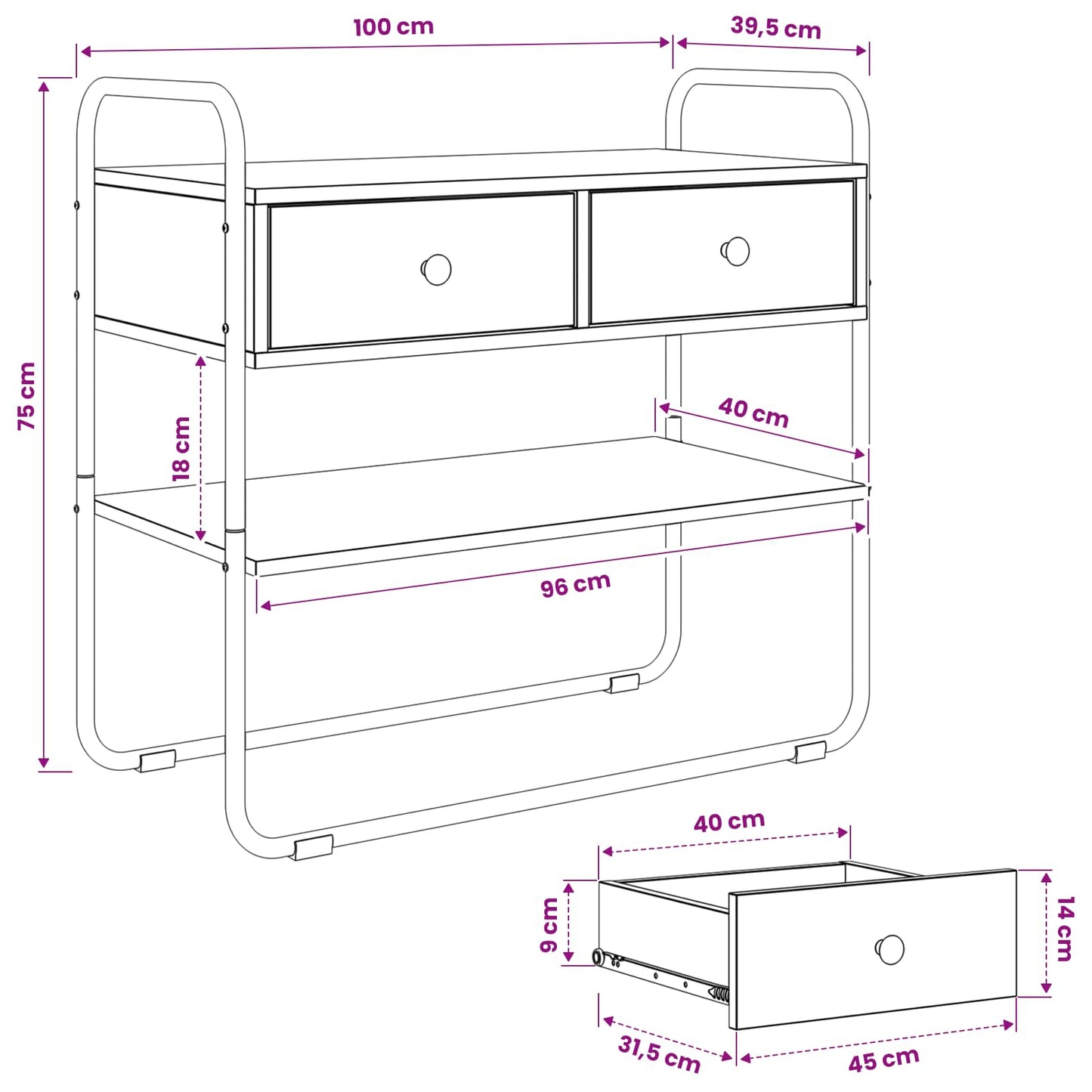 Console Table Old Wood 100 x 40 x 75 cm Engineered Wood