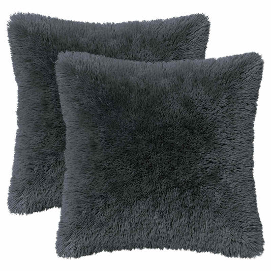 Cushion Cover 2 pcs HEERLEN Anthracite 30 x 30 cm PV Fleece