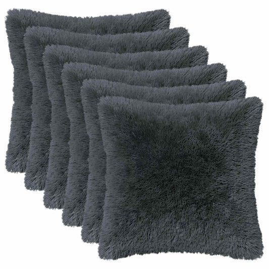Cushion Cover 6 pcs HEERLEN Anthracite 35 x 35 cm PV Fleece