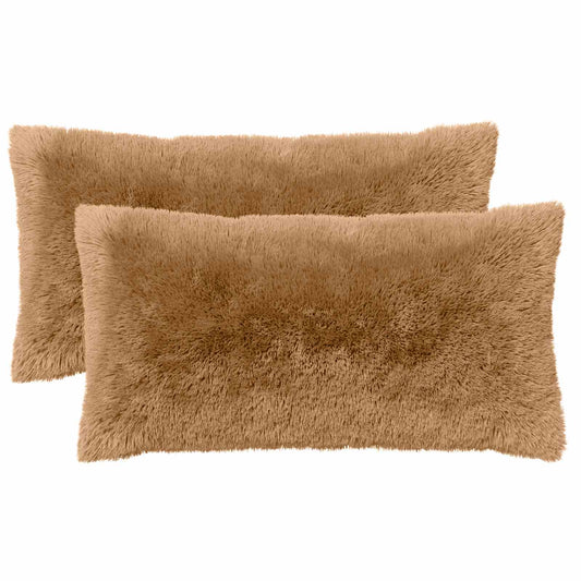 Cushion Cover 2 pcs HEERLEN Taupe 40 x 70 cm PV Fleece