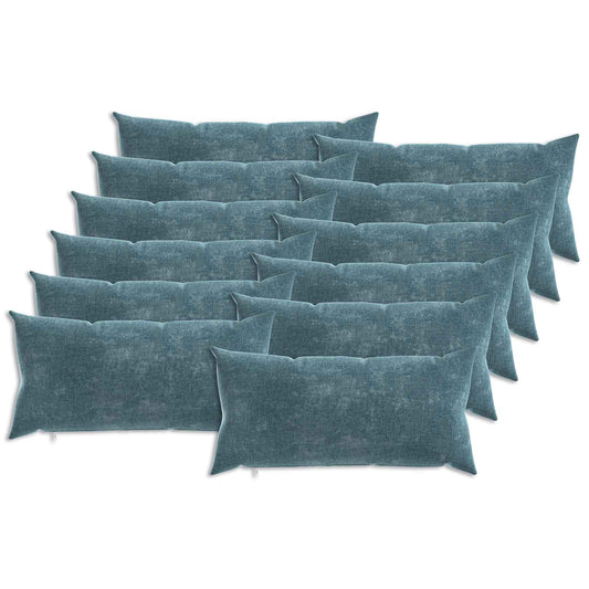 Cushion Cover 12 pcs HEERLEN Blue 40 x 80 cm Chenille Fabric