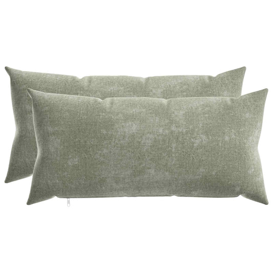 Cushion Cover 2 pcs HEERLEN Green 40 x 80 cm Chenille Fabric