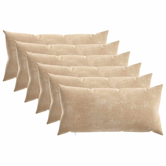 Cushion Cover 6 pcs HEERLEN Taupe 40 x 80 cm Chenille Fabric