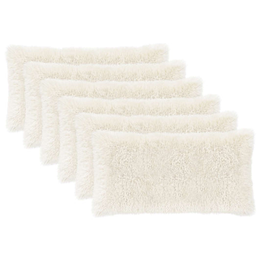 Cushion Cover 6 pcs HEERLEN White 40 x 80 cm PV Fleece