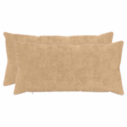 Cushion Cover 2 pcs HEERLEN Cream 40 x 80 cm Faux Rabbit Fur