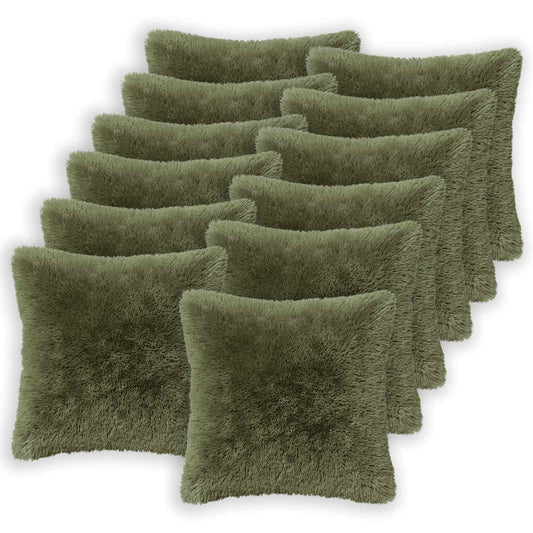 Cushion Cover 12 pcs HEERLEN Green 45 x 45 cm PV Fleece