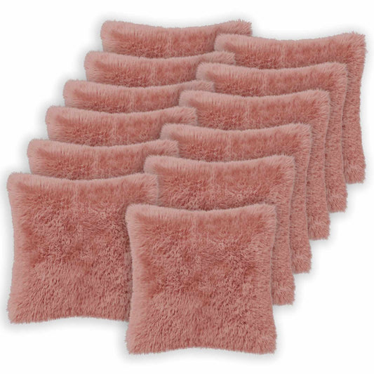 Cushion Cover 12 pcs HEERLEN Pink 45 x 45 cm PV Fleece