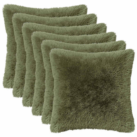 Cushion Cover 6 pcs HEERLEN Green 50 x 50 cm PV Fleece