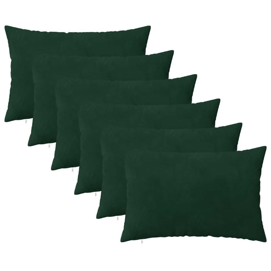 Cushion Cover 6 pcs HEERLEN Dark Green 50 x 70 cm Velvet
