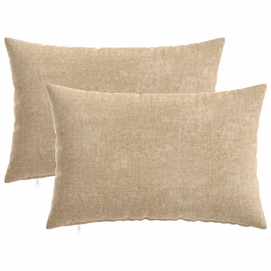 Cushion Cover 2 pcs HEERLEN Taupe 50 x 70 cm Chenille Fabric