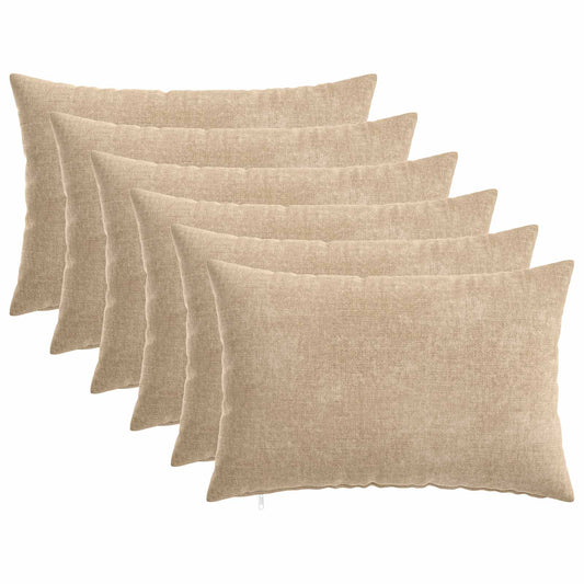 Cushion Cover 6 pcs HEERLEN Taupe 50 x 70 cm Chenille Fabric