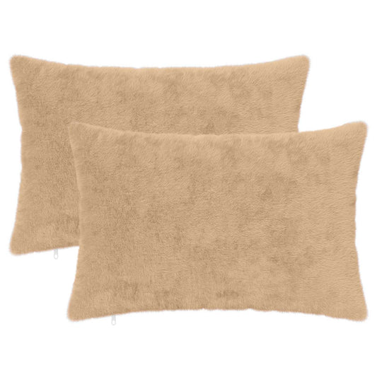 Cushion Cover 2 pcs HEERLEN Cream 50 x 70 cm Faux Rabbit Fur