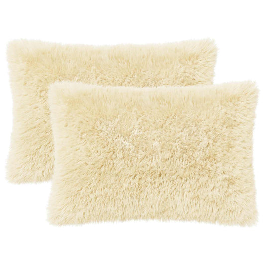 Cushion Cover 2 pcs HEERLEN Cream 50 x 75 cm PV Fleece