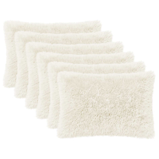 Cushion Cover 6 pcs HEERLEN White 50 x 80 cm PV Fleece