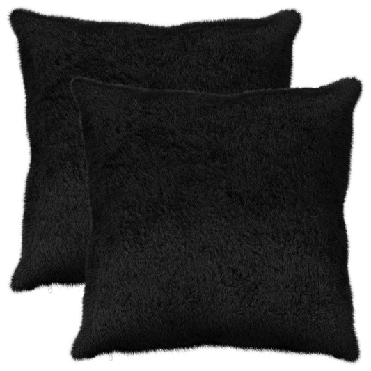 Cushion Cover 2 pcs HEERLEN Black 60 x 60 cm Faux Rabbit Fur