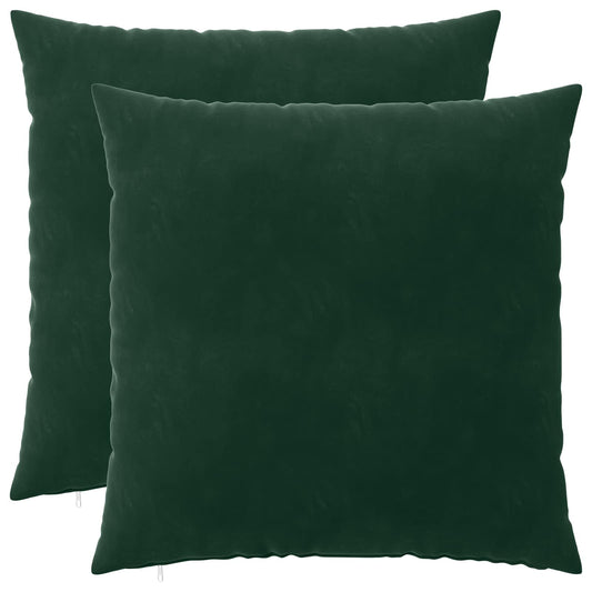 Cushion Cover 2 pcs HEERLEN Dark Green 65 x 65 cm Velvet