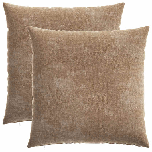 Cushion Cover 2 pcs HEERLEN Brown 65 x 65 cm Chenille Fabric