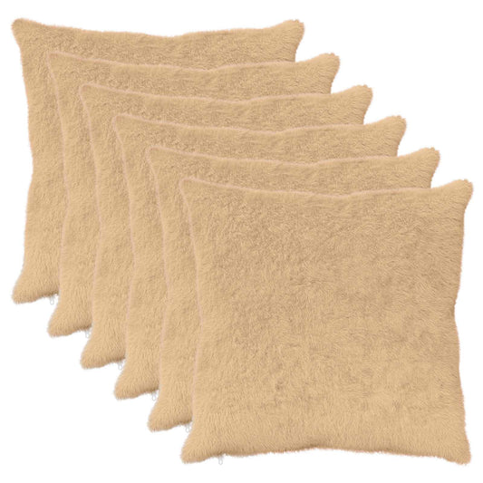 Cushion Cover 6 pcs HEERLEN Cream 65 x 65 cm Faux Rabbit Fur