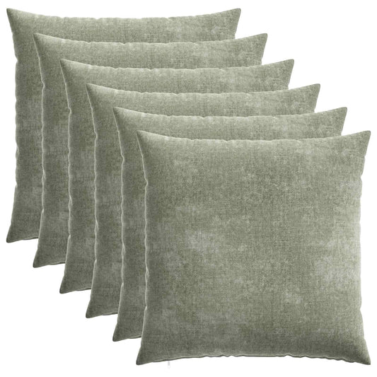 Cushion Cover 6 pcs HEERLEN Green 80 x 80 cm Chenille Fabric