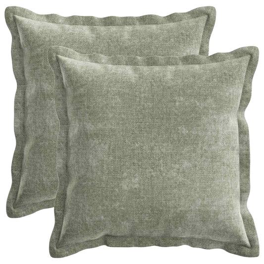Cushion Cover 2 pcs HOUTEN Green 40 x 40 cm Chenille Fabric