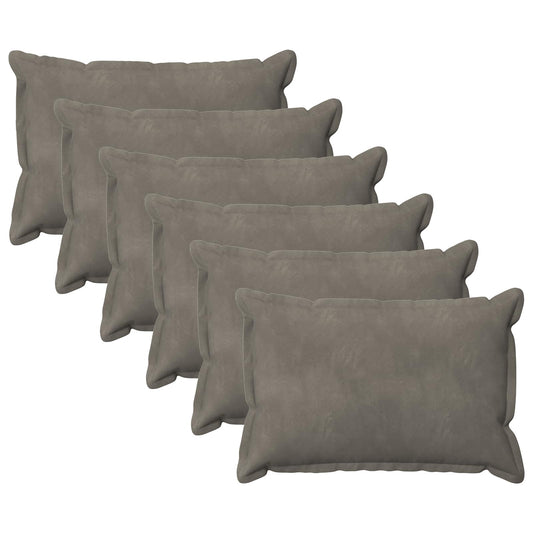 Cushion Cover 6 pcs HOUTEN Light Grey 40 x 60 cm Velvet