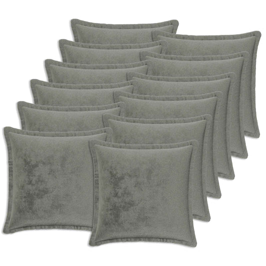Cushion Cover 12 pcs HOUTEN Dark Grey 45 x 45 cm Flannel