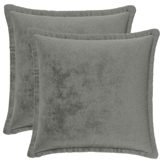 Cushion Cover 2 pcs HOUTEN Dark Grey 50 x 50 cm Flannel