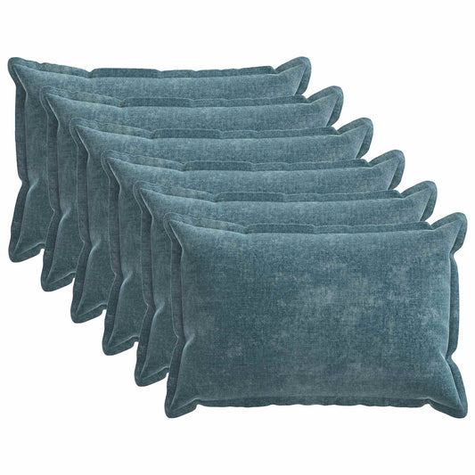 Cushion Cover 6 pcs HOUTEN Blue 50 x 70 cm Chenille Fabric