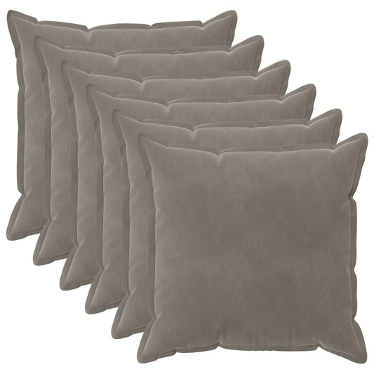 Cushion Cover 6 pcs HOUTEN Light Grey 55 x 55 cm Velvet