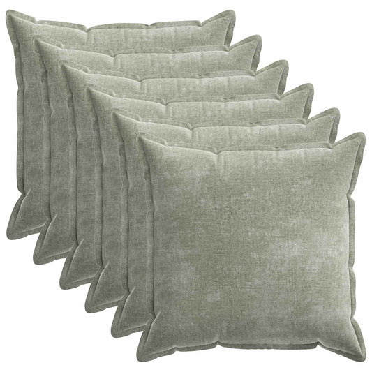 Cushion Cover 6 pcs HOUTEN Green 55 x 55 cm Chenille Fabric