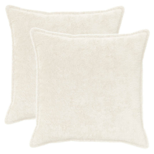 Cushion Cover 2 pcs HOUTEN White 55 x 55 cm Faux Rabbit Fur