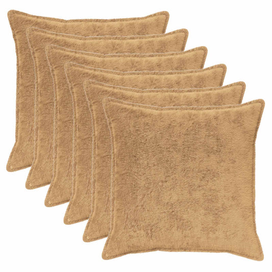 Cushion Cover 6 pcs HOUTEN Taupe 55 x 55 cm Faux Rabbit Fur
