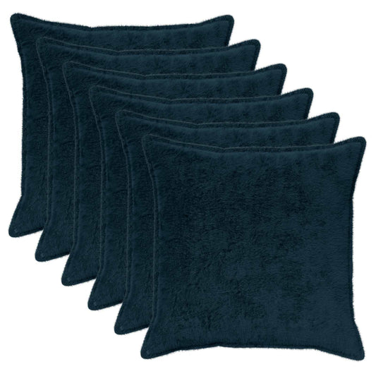 Cushion Cover 6 pcs HOUTEN Navy Blue 70 x 70 cm Faux Rabbit Fur