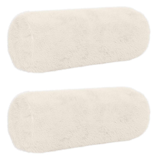 Cushion Cover 2 pcs HEERLEN White Ø 15 x 40 cm Faux Rabbit Fur