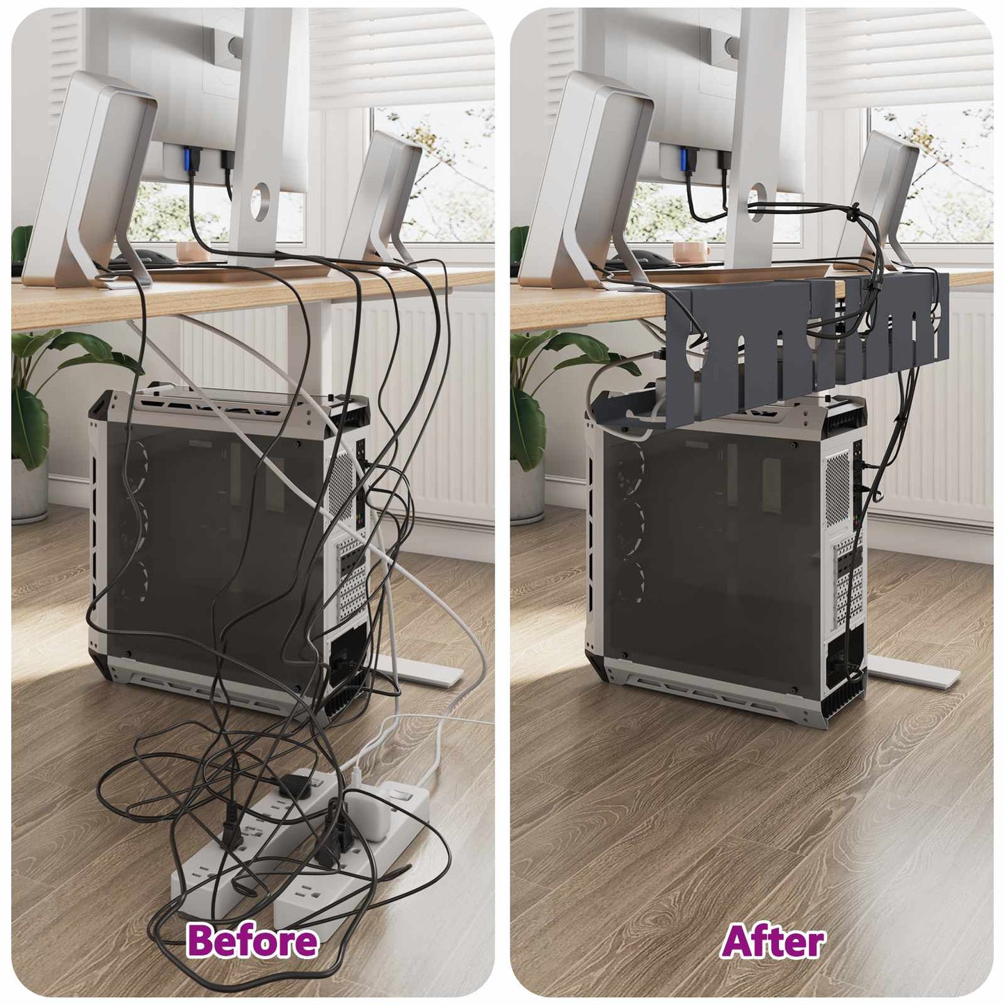 Under Desk Cable Management Tray 2 pcs Anthracite