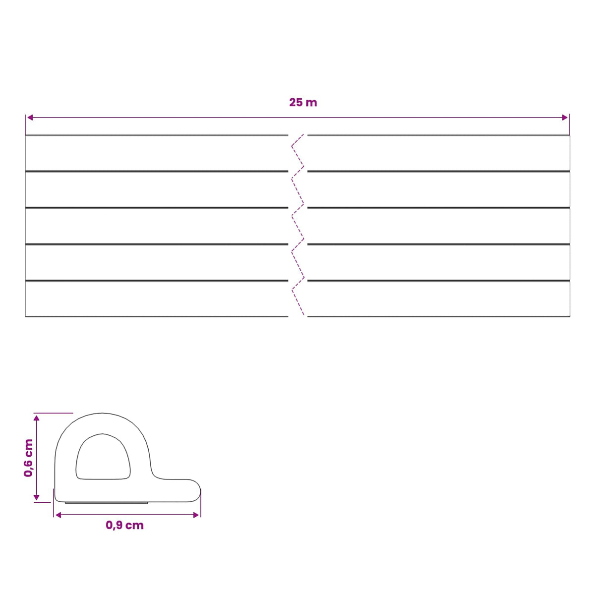 Self-Adhesive Window Seal Black 9 x 6 mm 25 m EPDM Foam