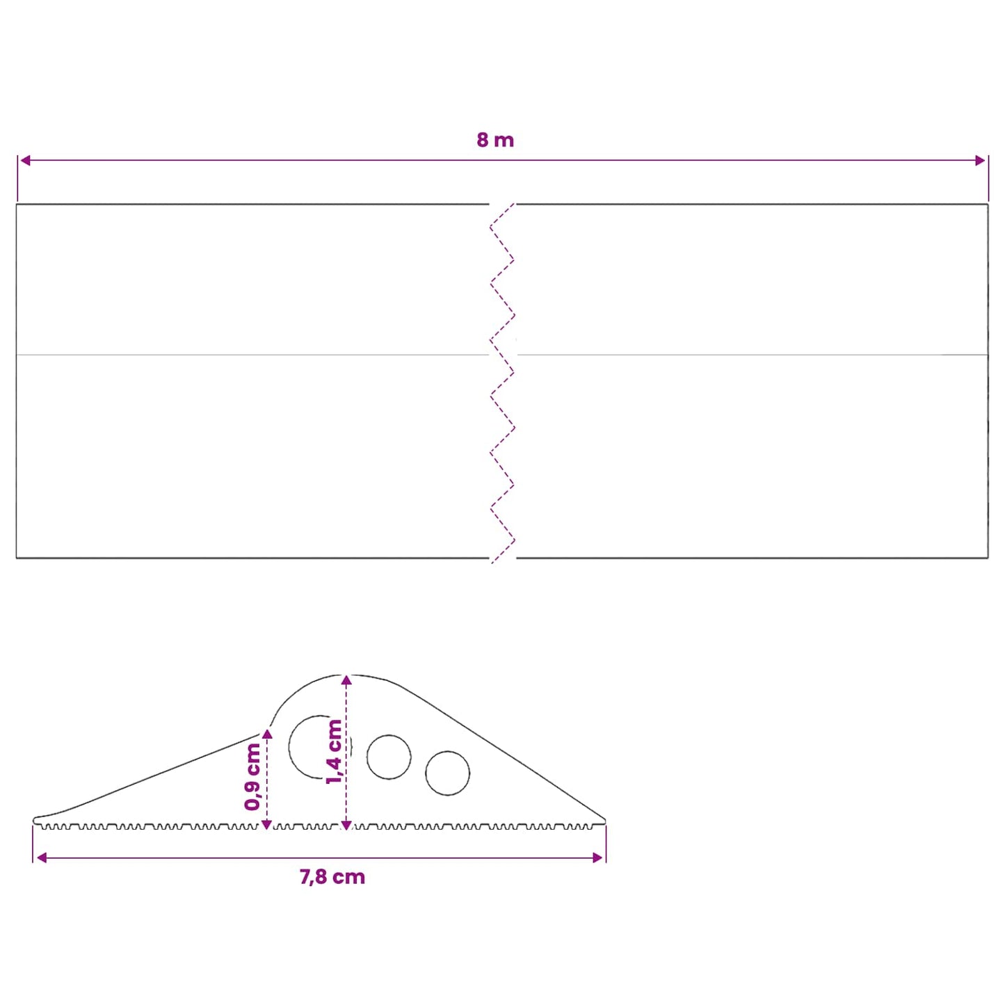 Garage Floor Seal Black 78 x 14 mm 8 m EPDM Rubber
