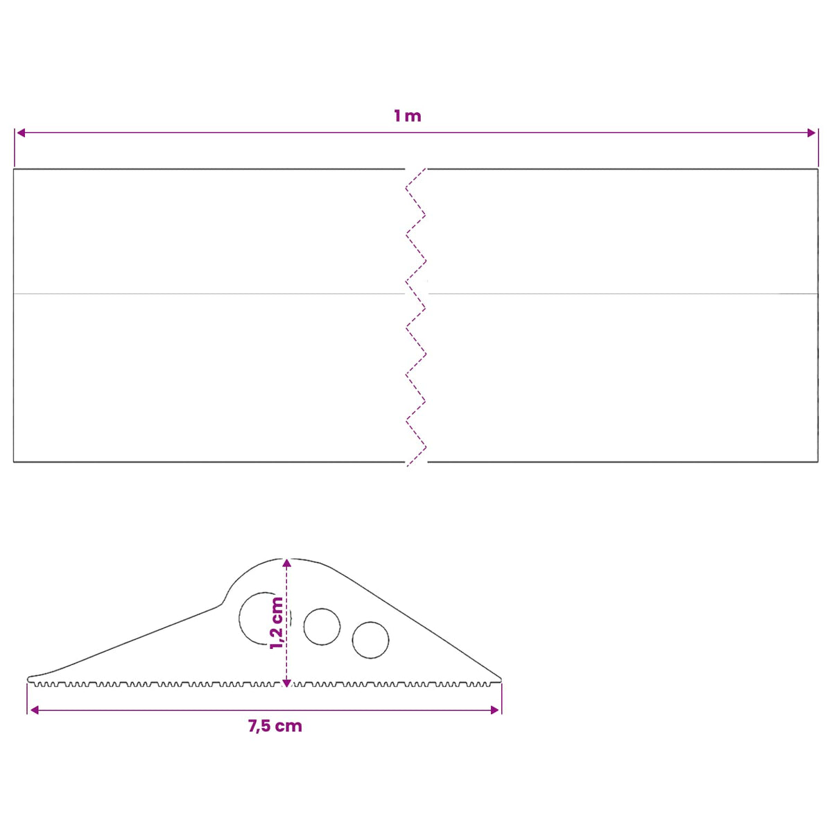 Garage Floor Seal Black 75 x 12 mm 1 m EPDM Rubber